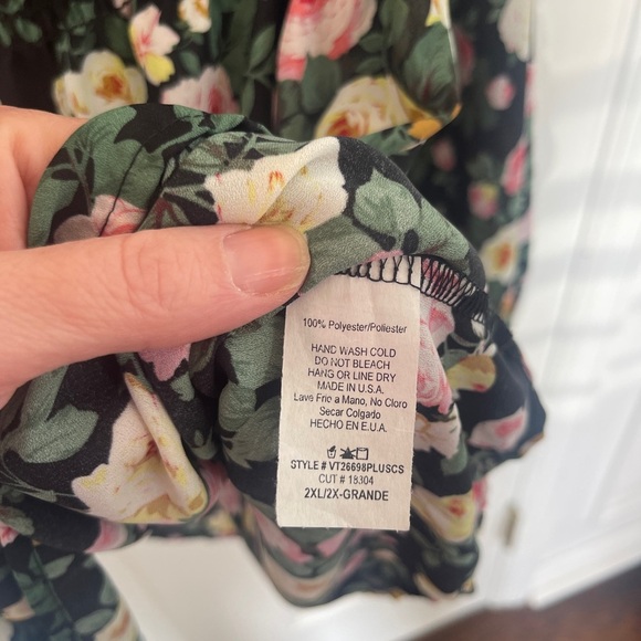 Chicsoul 2x Floral Plus Top Multicoloured  Blouse  Long Sleeved Peasant - Picture 4 of 8